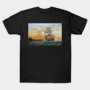 SQUARE RIGGED SHIP LEAVING JAVEA SPAIN T-Shirt